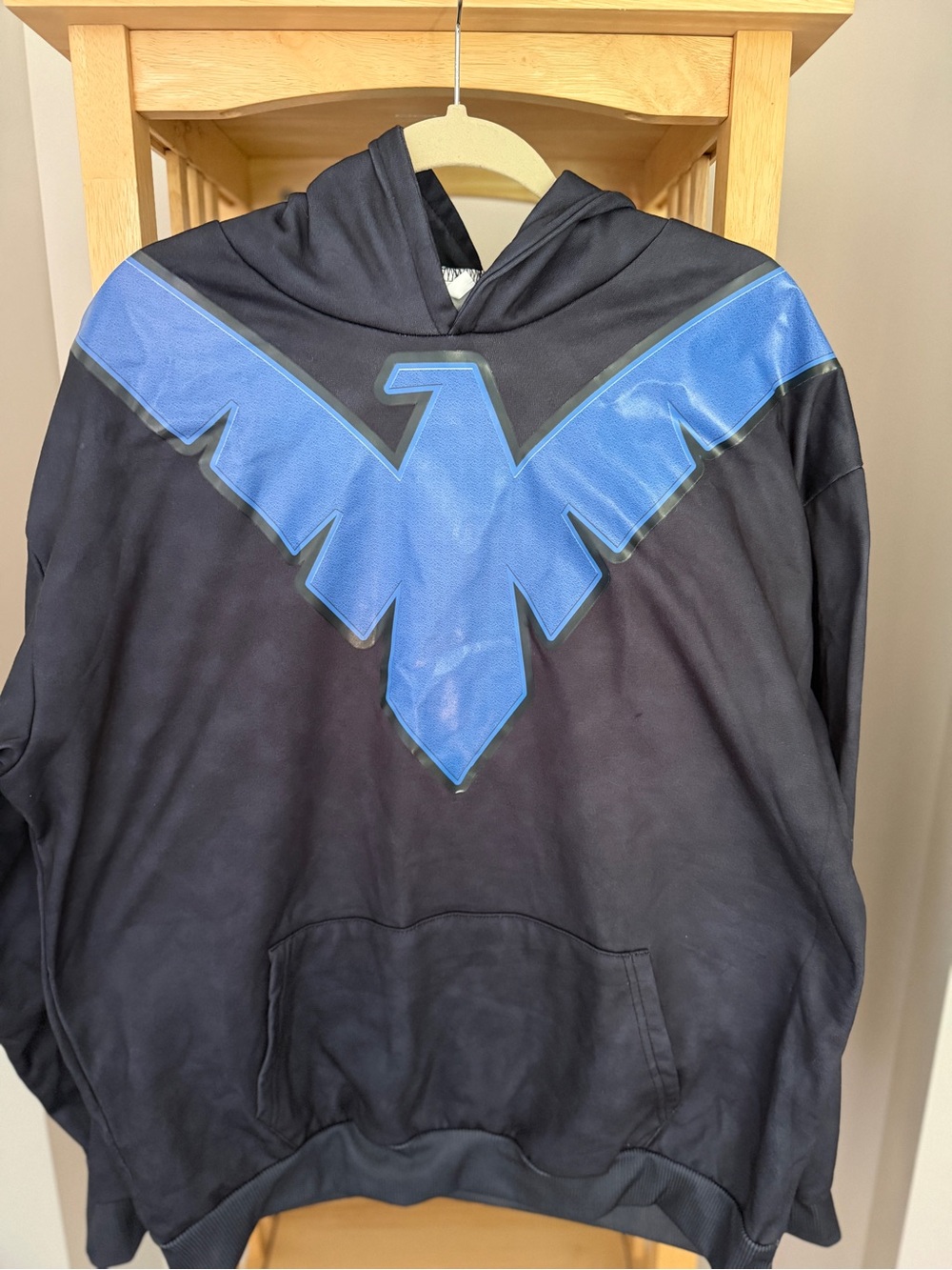 Nightwing, DC Comics, Cosplay Hoodie Thin Fleece Lined Vinyl Logo. Unisex 2XL